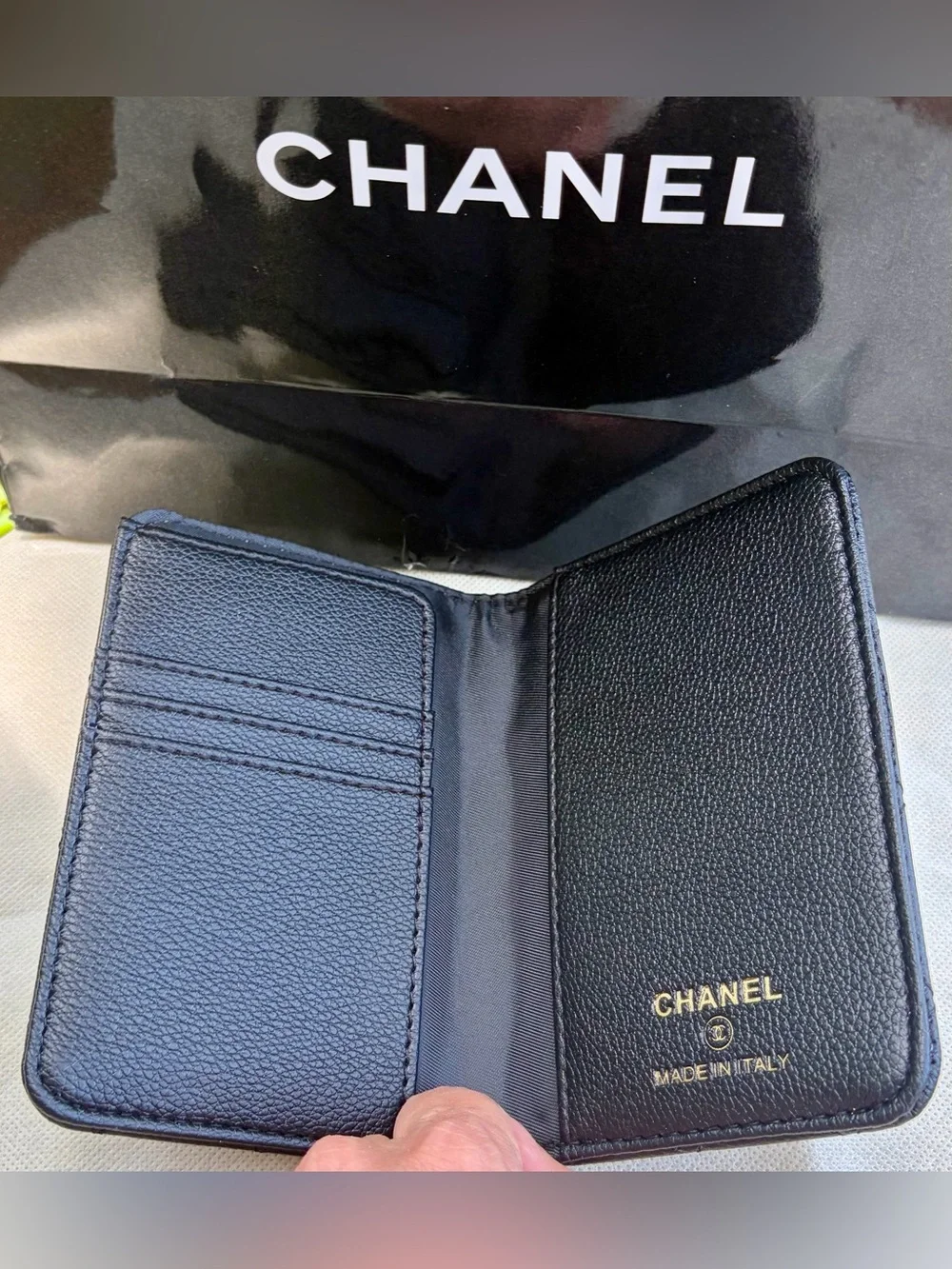 Auth. CHANEL Shopping Bag. No tears/rips. Includes free CHANEL Passport (GWP) +